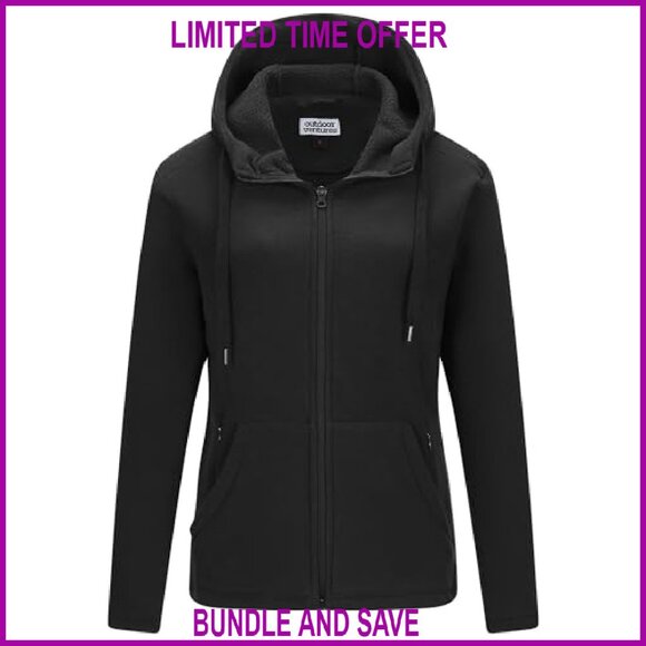 Women's Full Zip Hooded Fleece Jacket with 6 Pockets, Warm Soft Polar Fleece - Picture 2 of 7